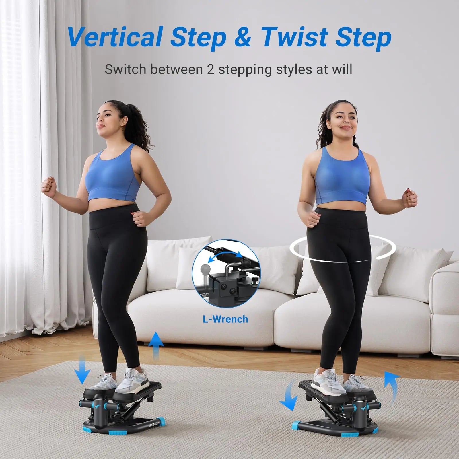 MERACH Dual-Action Stepper with Resistance Bands - 330LBS Capacity