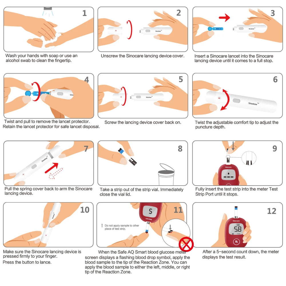 Safe AQ Blood Glucose Meter with Test Strips & Lancets