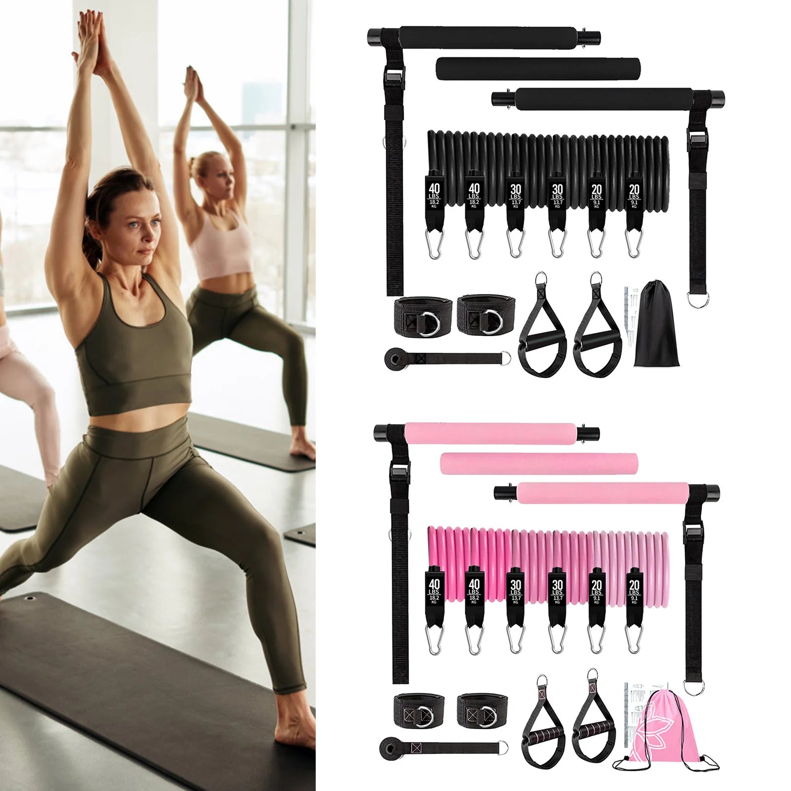 11pcs Portable Pilates Bar Kit