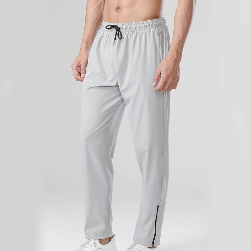 Men's Striped Joggers with Zipper Pockets