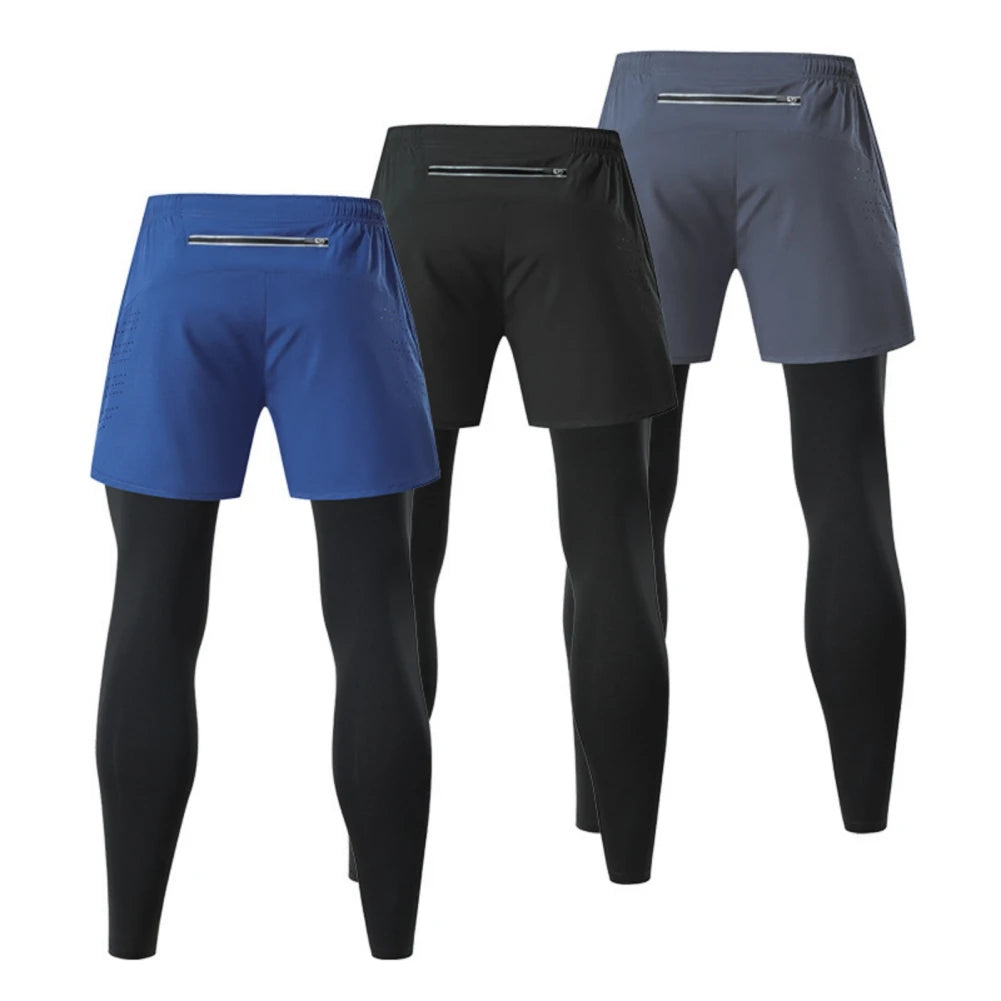 Men's Fake Two-Piece Quick-Drying Fitness Pants