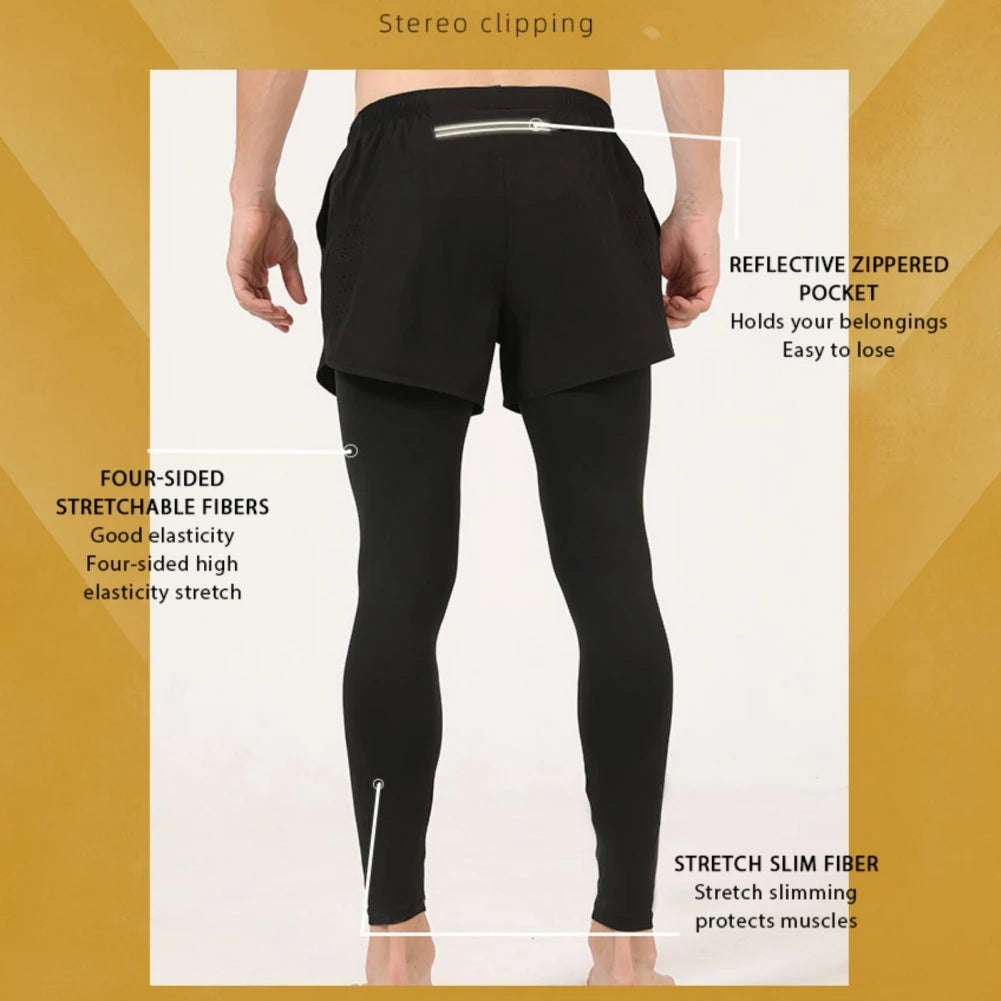 Men's Fake Two-Piece Quick-Drying Fitness Pants