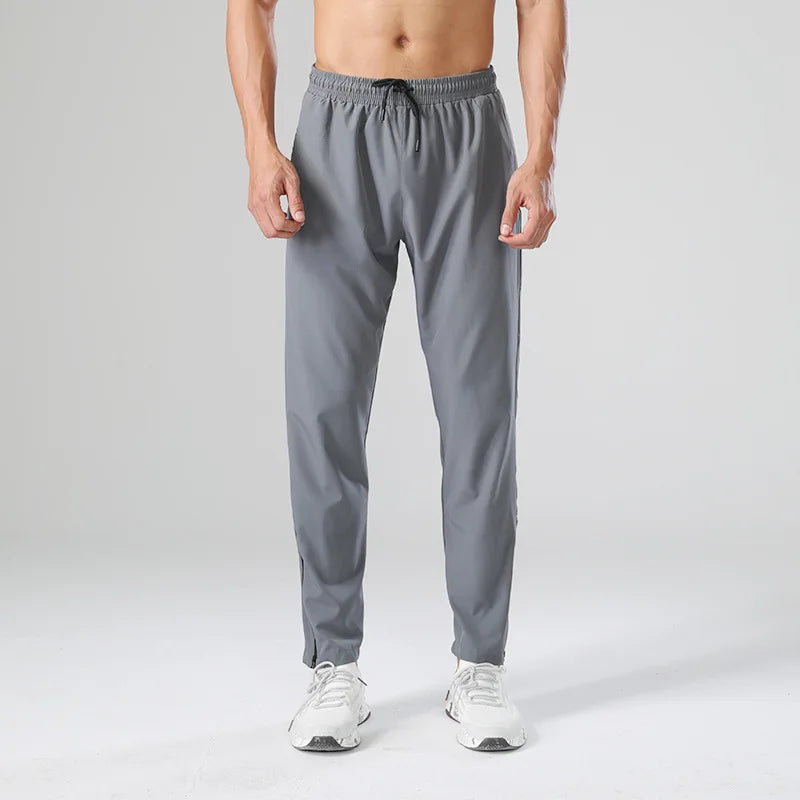 Men's Striped Joggers with Zipper Pockets