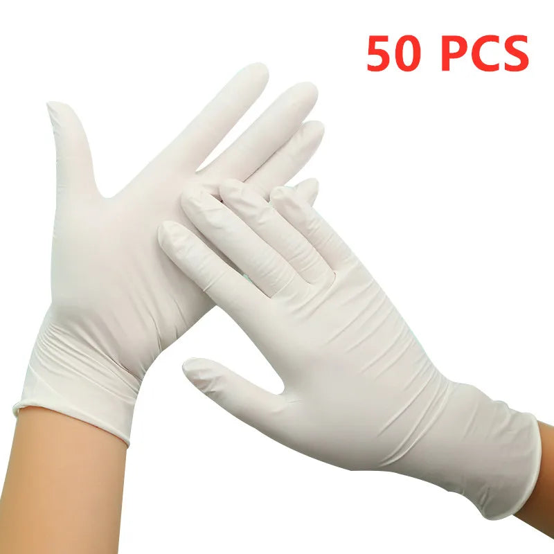 50/100PCS WHITE  Nitrile Disposable Gloves – Durable & Versatile Protection