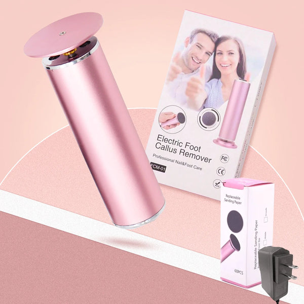 Electronic foot file pedicure sander for removing dead skin, electric callus remover with 60pcs replacement sandpaper disc