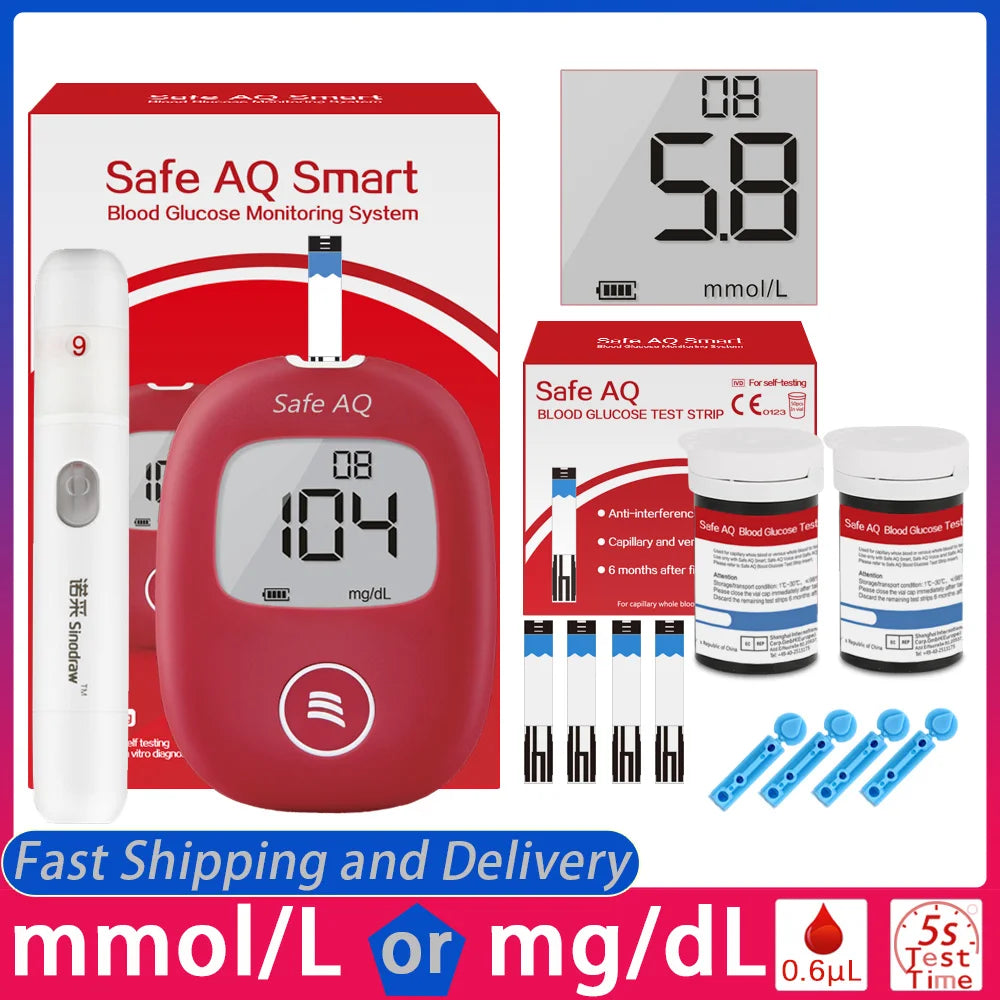 Safe AQ Blood Glucose Meter with Test Strips & Lancets