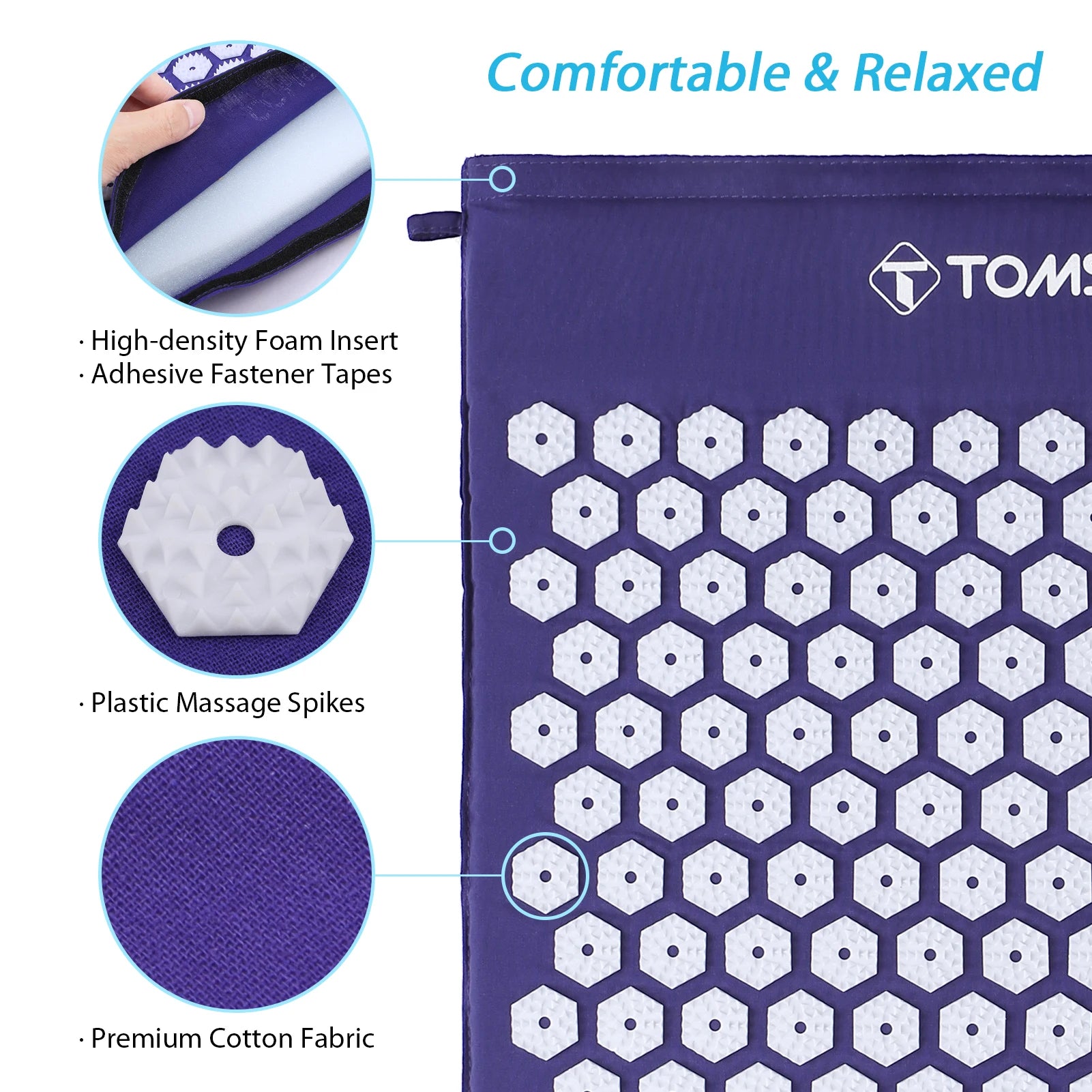 TOMSHOO Acupressure Mat & Pillow Set for Stress Relief