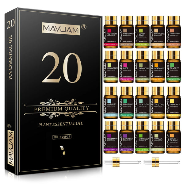 MAYJAM 20 Bottles Essential Oils Kit – Premium Aromatherapy Set