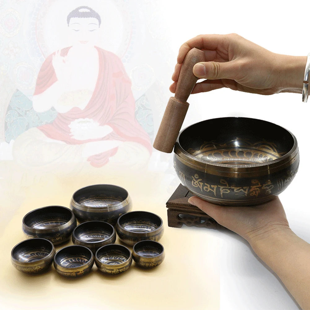 Buddha Sound Bowl Tibetan Singing Bowl with Striker