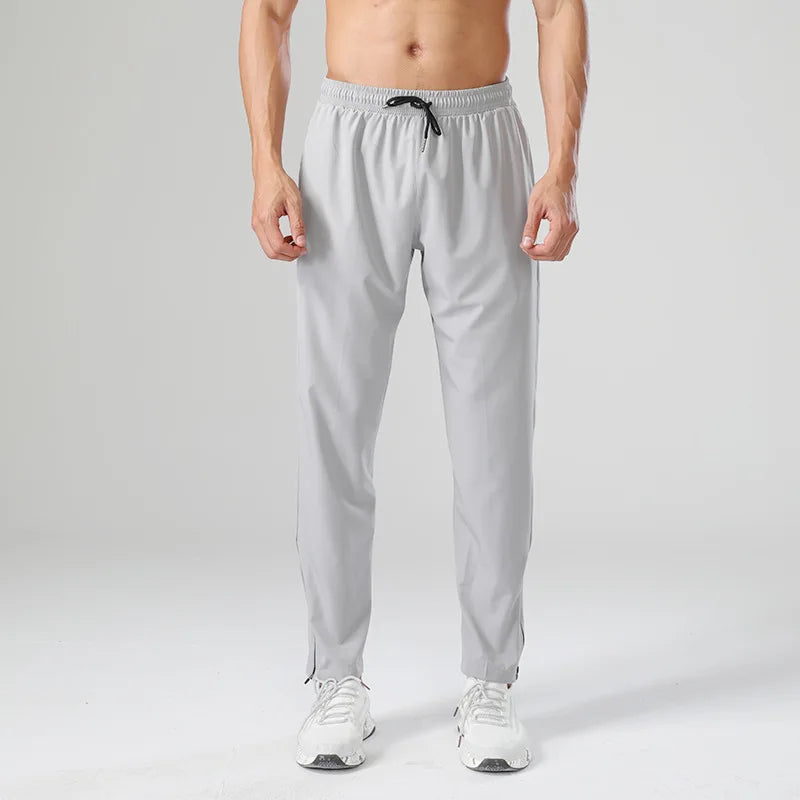 Men's Striped Joggers with Zipper Pockets