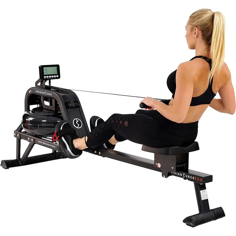 Sunny Health & Fitness Smart Wooden Foldable Rowing Machine with SunnyFit®