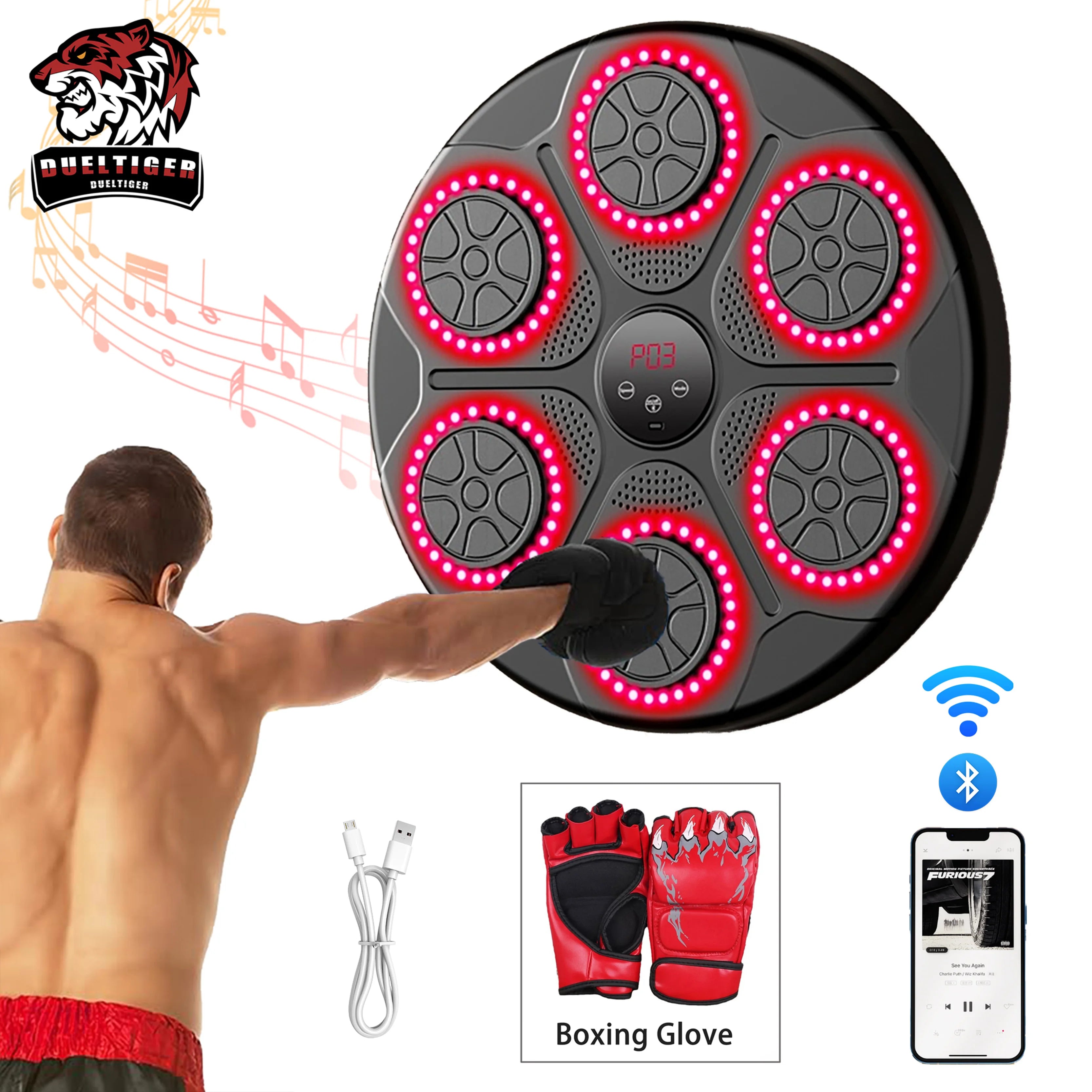 Smart Bluetooth Wall-Mounted Music Boxing Trainer