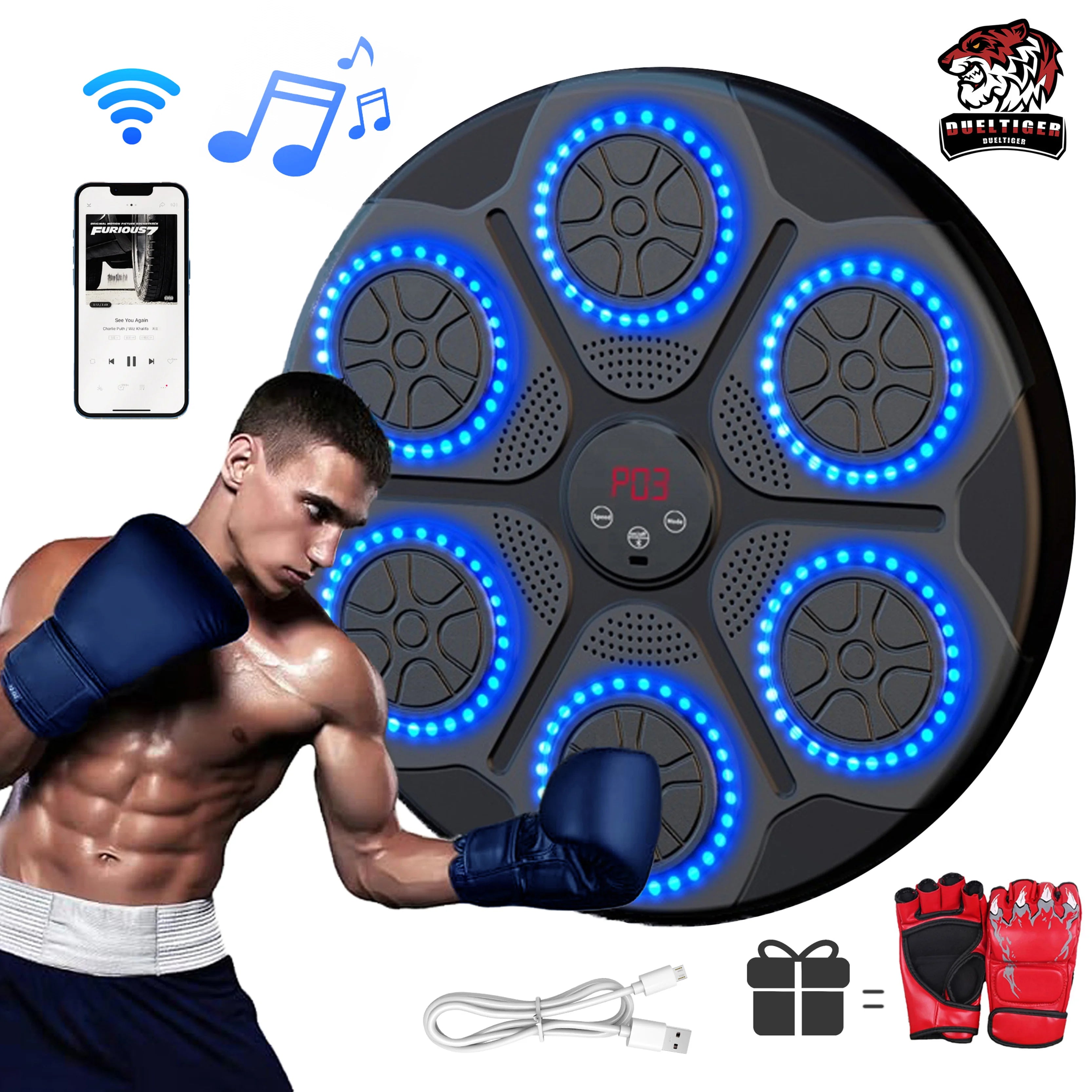 Smart Bluetooth Wall-Mounted Music Boxing Trainer