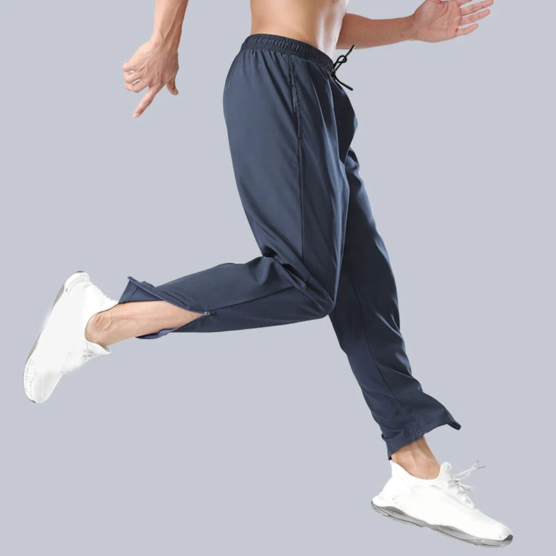 Men's Striped Joggers with Zipper Pockets