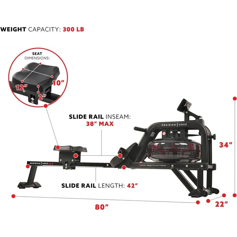 Sunny Health & Fitness Smart Wooden Foldable Rowing Machine with SunnyFit®