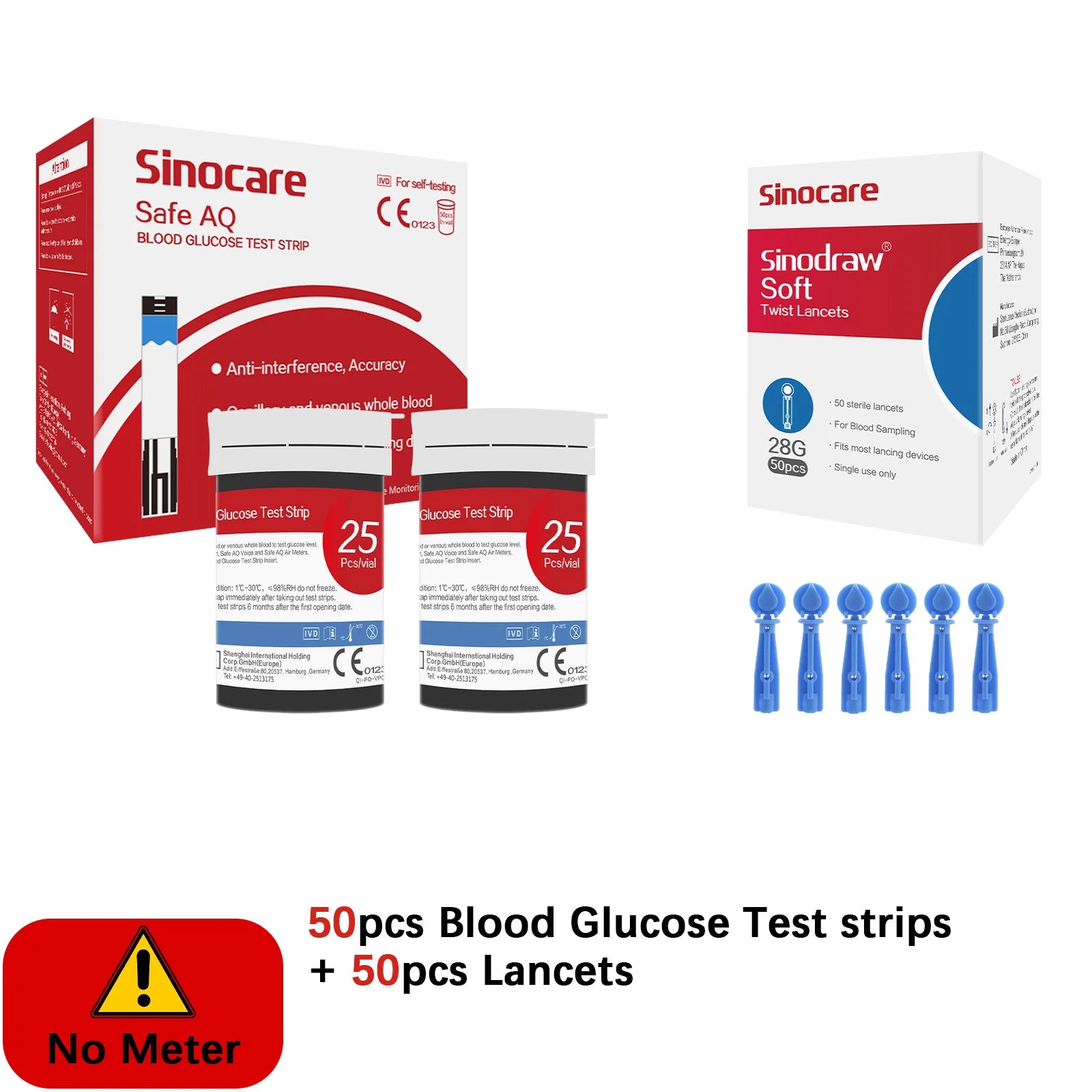 Safe AQ Blood Glucose Meter with Test Strips & Lancets