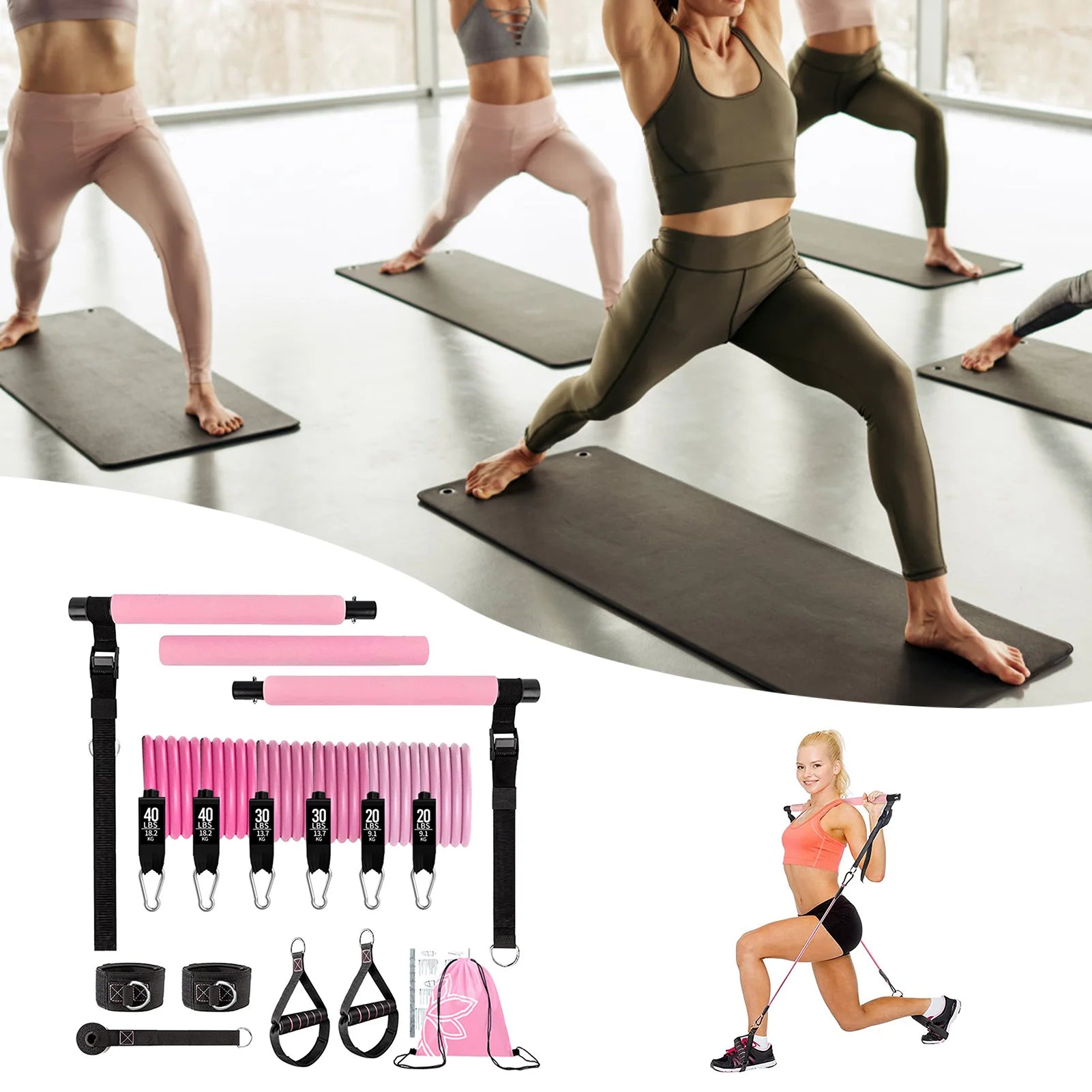 11pcs Portable Pilates Bar Kit