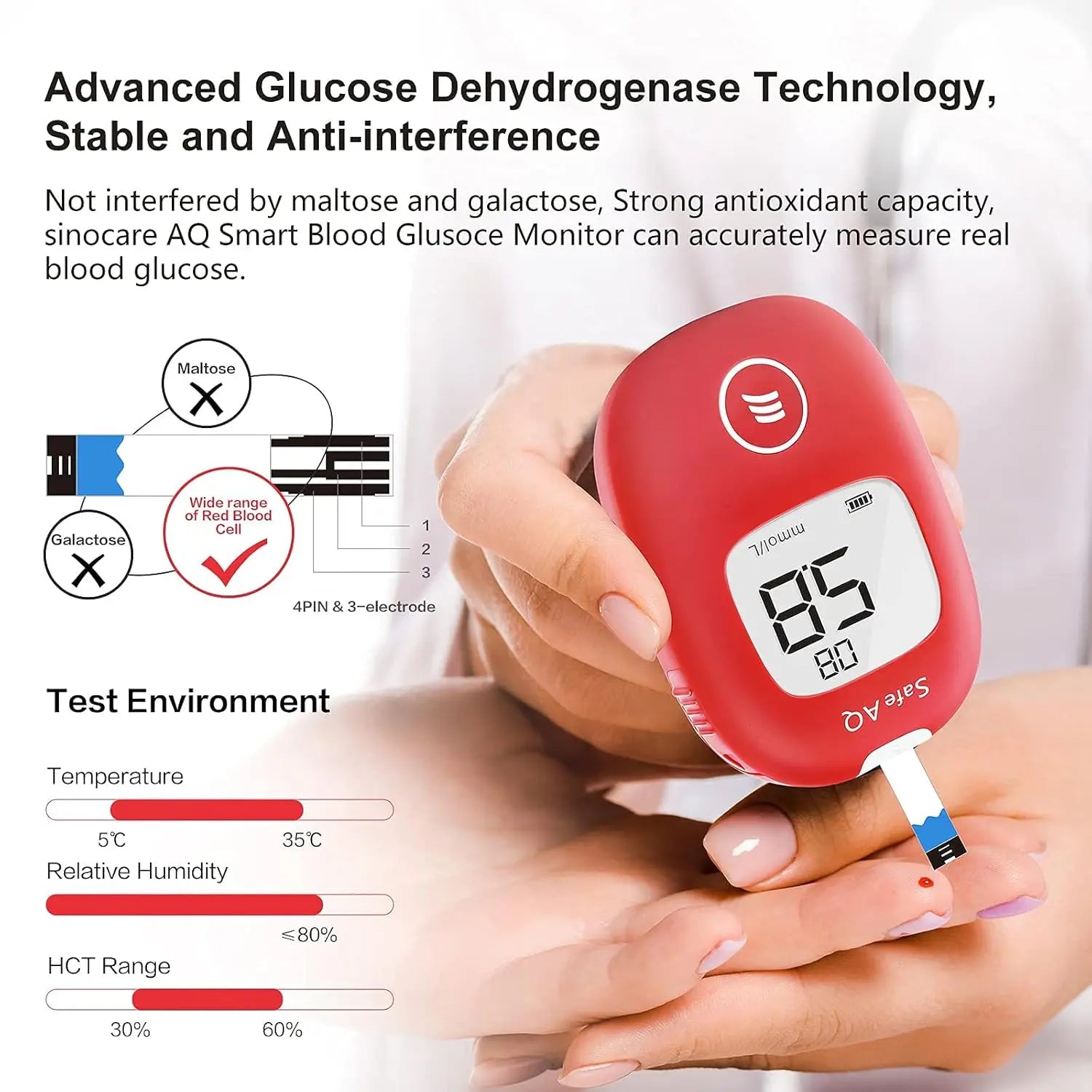 Safe AQ Blood Glucose Meter with Test Strips & Lancets